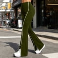thumbnail image 2 of ZHYou No Boundarie Women's High Waist Flare Yoga Pants Side Stripe Split Stretchy Slim Athletic Bootcut Trousers,Army Green,Size S, 2 of 5