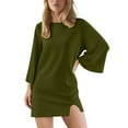 thumbnail image 2 of Zedker Dresses for Womens 2025 Casual Long Sleeve Cozy Tshirt Fashion Fall Outfits Army Green Plus Size L, 2 of 7