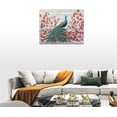 thumbnail image 4 of HFDF Rustic Peacock Canvas Wall Art Blue Peacock Pictures Decor Red Flower Painting Modern Prints Artwork for Home Bathroom Bedroom Living Room 16x12inch Framed, 4 of 6
