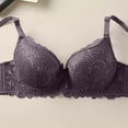 thumbnail image 4 of Fatuov Women's Full Coverage Bra with Underwire Solid Color Push Up Breathable Everyday Bra for Casual, Supportive Lightly Lined Bra 42B, Purple, 4 of 5