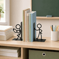 thumbnail image 6 of 2Pcs Decorative Bookend with Stick Figure, Metal Stickman Bookend, Decorative Book Support for Office School Library and Book Lover Decor, 6 of 10