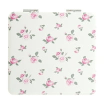 Unique Bargains 1 Pc Women Square Shape Handheld Mirror for Travel Pink White Glass