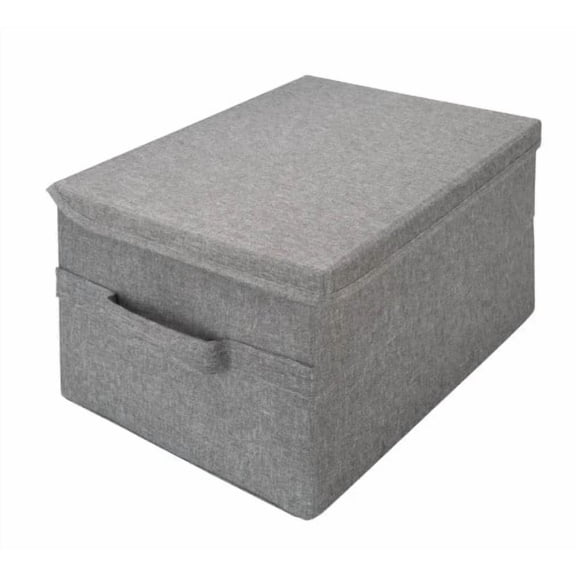 Allspace 3-Pack Fabric Storage Organizer with Lids, Collapsible Storage Bins with Handles, Gray