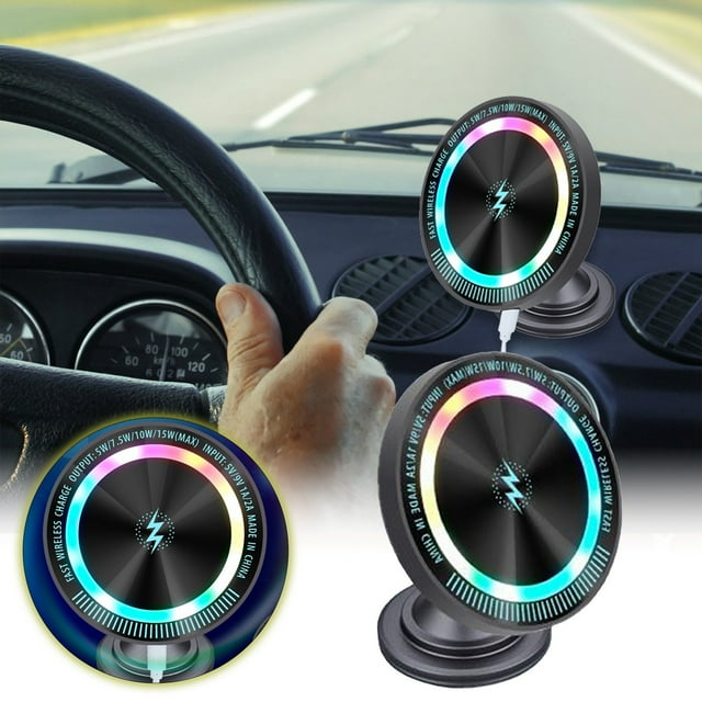 15W Dual-Coil Wireless Car Charger - 3-in-1 Design (Vent/Dashboard/CD Slot Mounts), Fast Charge for iPhone/Android