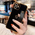 thumbnail image 2 of Compatible with iPhone 11 Case for Women Girls, Bling Luxury Plated Bumper with Cute Love-Heart Design, Adjustable Hand Strap Stand, Raised Edges Shockproof Protection for iPhone 11 - Black, 2 of 16
