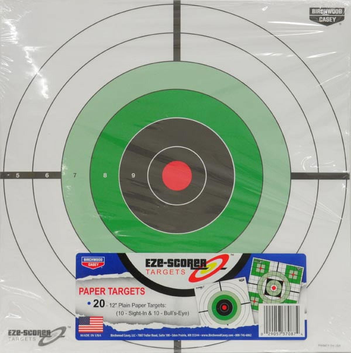 (4 pack) Birchwood Casey 20ct. 12in. Eze-Scorer Combo Plain Paper Targets, 7oz