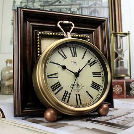 ITIGOITIE Vintage Silent Sweep Alarm Clock with Roman Numerals, Classic Analog Design, Metal Frame with HD Glass, Ideal for Bedrooms, Offices, and Living Rooms