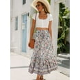 thumbnail image 2 of Maxi Skirts for Women 2025 Summer Boho Long Flowy Floral Elastic High Waist Skirt Casual Travel Skirt  M, 2 of 8