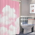 thumbnail image 2 of Pink Modern Cloud Decor Shower Curtain,Kawaii Bathroom Decor Polyester Fiber Plastic Rings Quick-Drying Waterproof for Bathtubs/Bathroom, 72x72 inches, 2 of 5