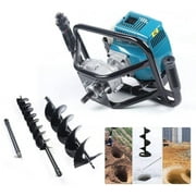 Miumaeov Post Hole Digger, 52CC 2 Stroke Gas Powered Earth Auger Post Hole Digger Heavy Duty Fence Post Soil Dig Powerhead with 12'' Extension Bar and 4'' 8'' Drill Bits