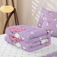 thumbnail image 5 of Manfei Cartoon Kitten Zipper Full Size Comforter Sets with Fitted Sheet and 2 Pillowcases, Valentine's Day Love Heart Balloon Zipper Bedding Set, Purple, Reversible, 4 Pieces, 5 of 7
