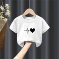 thumbnail image 4 of WQNVRNR Girls Short Sleeve Shirt- Loose Casual Crewneck Printed Cute Summer Tops White Size 4, 4 of 5