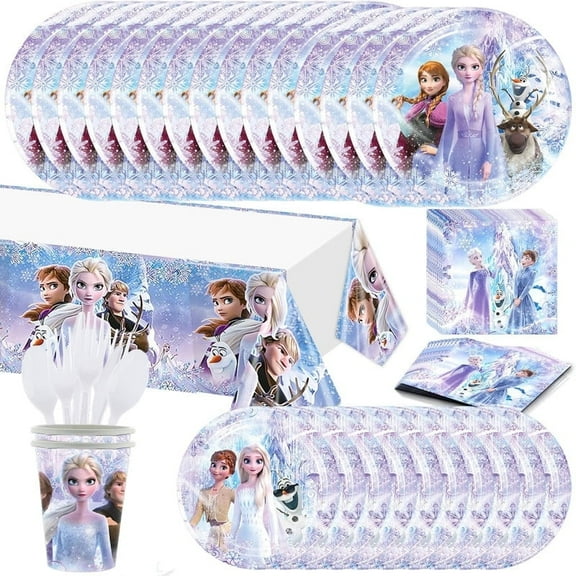 81 Pcs  Cute Cartoon Party Tableware, Birthday Party Supplies, Paper Plates, Napkins, Cups, Knives, Spoons and Forks,Themed Birthday Party Supplies Decorations