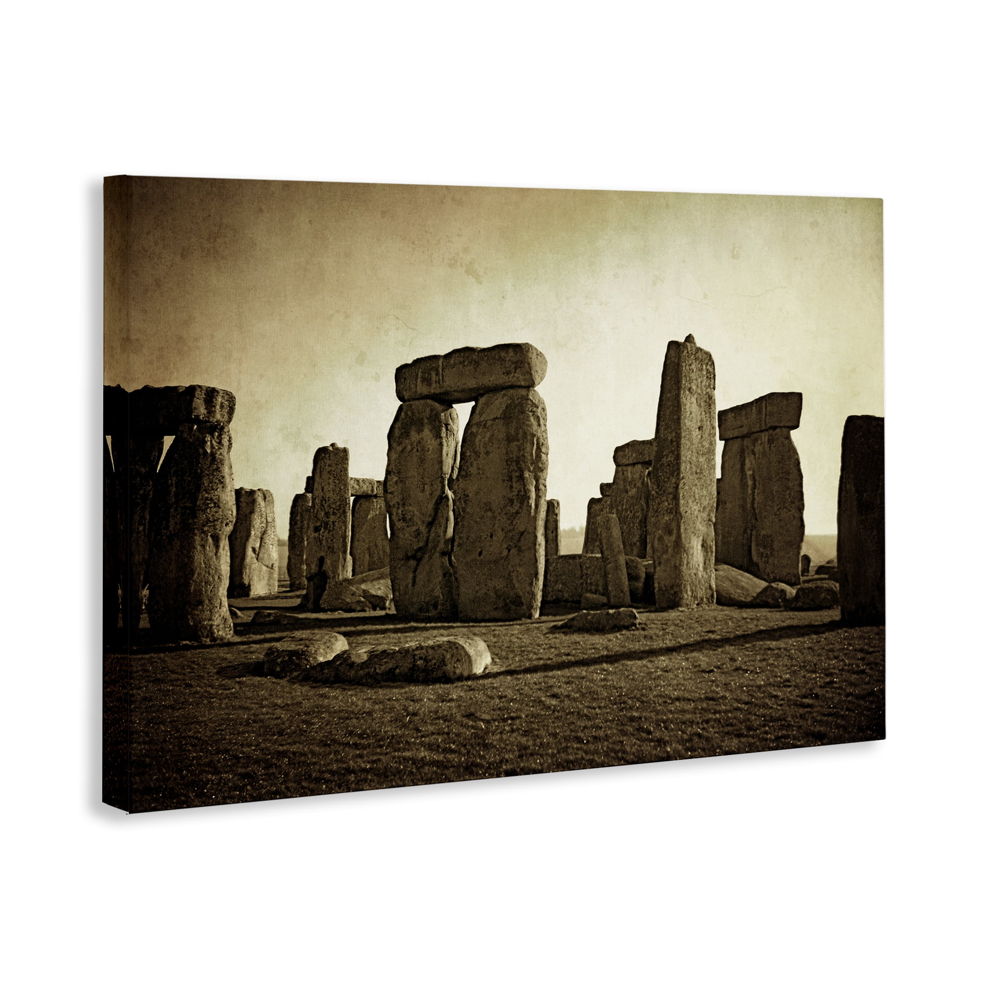 Stupell Industries Distant Stonehenge Sepia Landscape & Nature Photography Wrapped Canvas Art Print Wall Art, 30 x 20