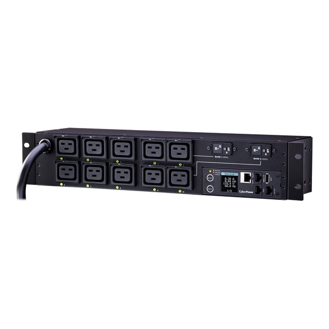 CyberPower Switched Metered-by-Outlet PDU81009 - Unité de distribution d'Énergie (Montable en Rack) - AC 200-240 V - Ethernet, USB, Série - Entrée : NEMA L6-30 - Connecteurs de Sortie : 10 (IEC 60320 C19) - 2U - Cordon de 12 Pieds