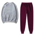 thumbnail image 2 of Ensembles à Manches Longues zanvins pour Femmes, Chandail Uni à Col Rond, Pantalon de Sport Décontracté, Ensemble de Sport, 2 of 5