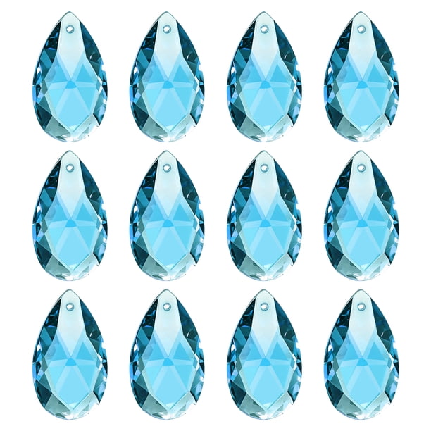 Uxcell K9 Cristales Colgantes en Forma de Gota, Paquete de 12, Prismas de 28 mm para Lámparas de DIY, Decoración de Artes y Manualidades, Verde Hierba