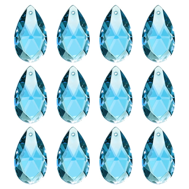 Uxcell K9 Cristales Colgantes en Forma de Gota, Paquete de 12, Prismas de 28 mm para Lámparas de DIY, Decoración de Artes y Manualidades, Verde Hierba
