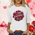 thumbnail image 5 of FMFYFH Hauts de la Saint-Valentin à Manches 3/4 pour Femmes, T-Shirts à Col Rond, Tunique Ample Décontractée, 5 of 5