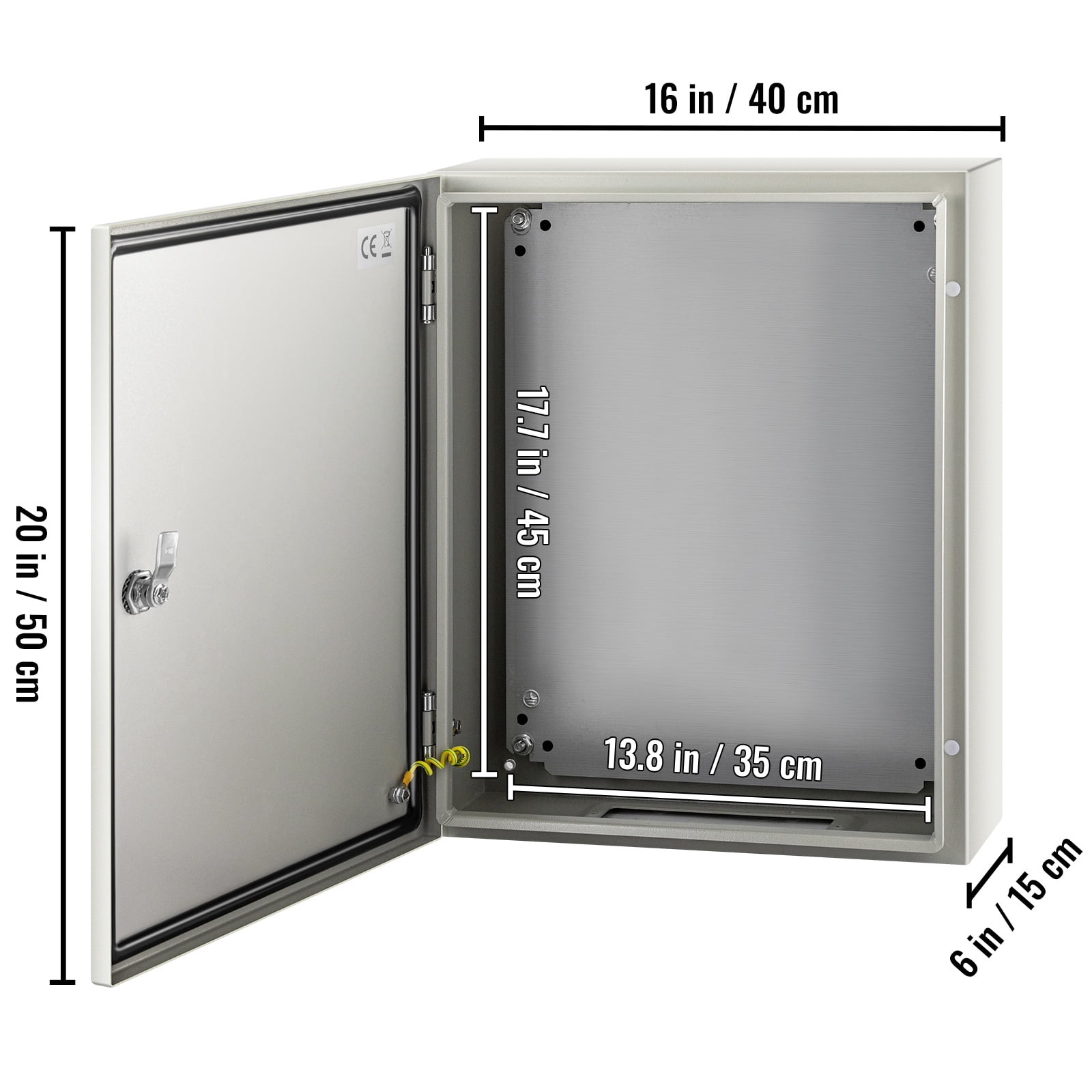 VEVOR NEMA Steel Case, 20x16x6'' NEMA 4X Metal Electric Enclosure, IP66 Water & Dust Resistant, Suitable for Both Outdoor/Indoor Use, Includes Mounting Plate