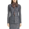 thumbnail image 2 of St. John Womens Sequin Tweed Knit One Button Blazer Jacket, Blue, 8, 2 of 2
