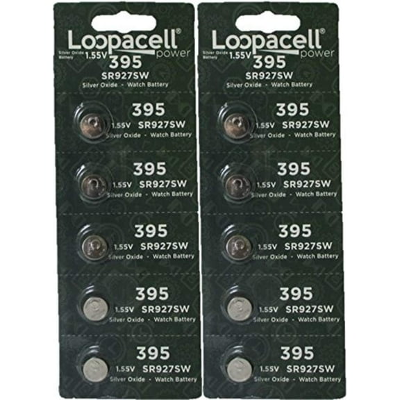 Loopacell 399 / 395 (SR927/W/SW) 1.55V Silver Oxide Watch Battery (10 Batteries)