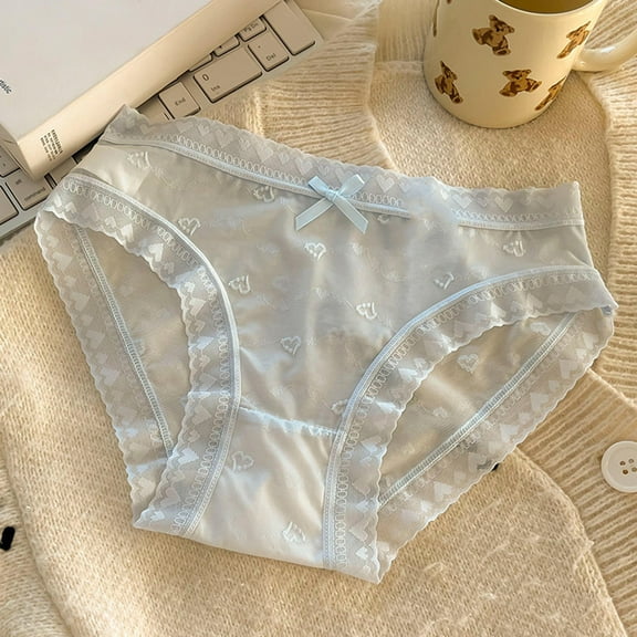 Sunvit-Panties Juniors Soft Cotton Bikini Underwear - Lace-Accented, Blue, Size M - Comfortable Breathable for Daily & Casual Wear