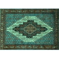 thumbnail image 1 of Ahgly Company Machine Washable Indoor Rectangle Persian Turquoise Blue Traditional Area Rugs, 2' x 5', 1 of 4