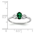 thumbnail image 3 of Solid 925 Sterling Silver Created Emerald Green May Gemstone Engagement Ring Size 9, 3 of 4