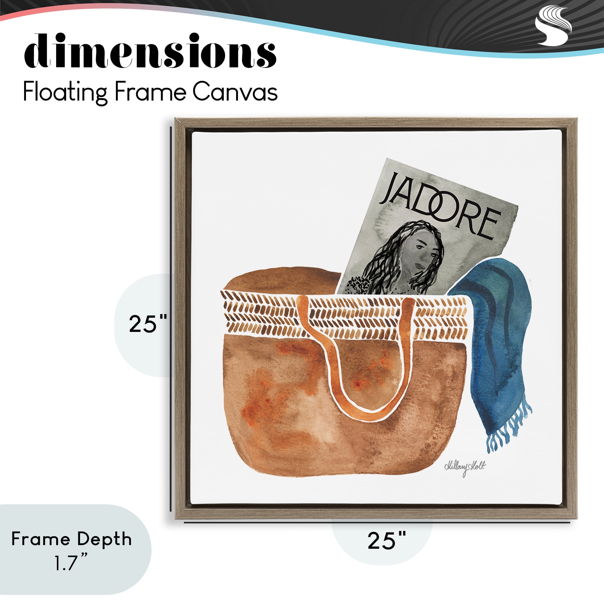 Stupell Industries Tote & Fashion Magazine Brown Framed Floater Canvas Wall Art, design by Hillary Holt