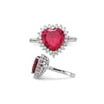 thumbnail image 3 of Gem & Harmony 3.50 Carat (Ctw) Lab Created Ruby Heart Ring in Sterling Silver for Women, 3 of 6