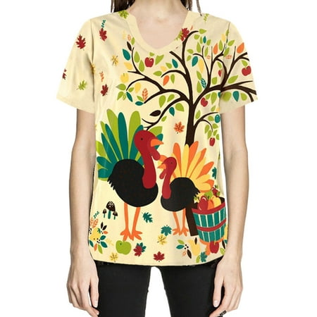 

Beiwei Casual Tunic Shirts for Women Print Scrubs Tops Workwear Nursing Top Shirt