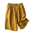 thumbnail image 3 of Ahuyic Womens Shorts,Plus Size Pants for Women,Ladies' Casual Loose Solid Color Elastic Waist Five Quarter Pants,Yellow,XXXL, 3 of 5