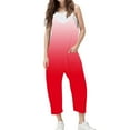 thumbnail image 2 of ATOGUTA Girls Jumpsuits Size 5T-14 Spaghetti Strap Loose Romper Kids Casual Sleeveless Overalls with Pockets Red, 2 of 5