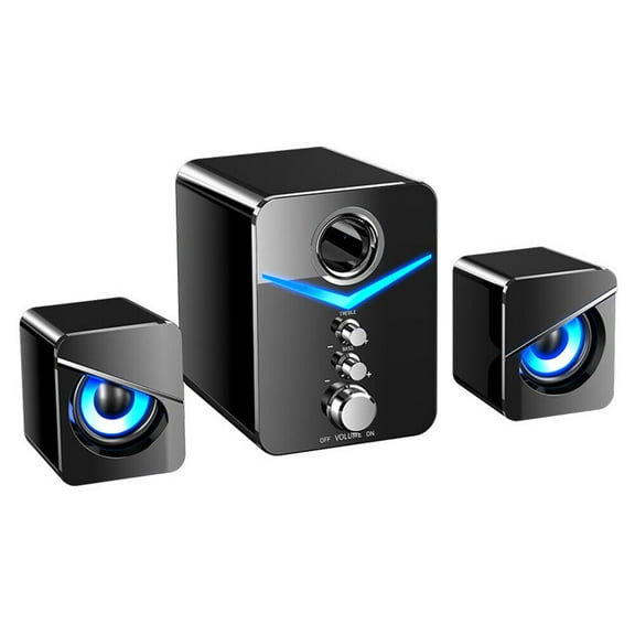 US 1-2 Pcs USB Computer LED Speakers Subwoofer Bass Control Desktop Laptop PC