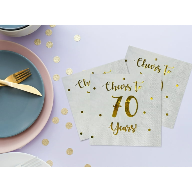 Cheers to 70 Years Cocktail Napkins | Happy 70th Birthday