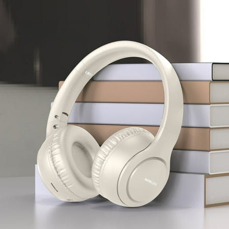 RBCKVXZ Wireless Headworn Bluetooth Earphones Hi-Res Audio Bass with Foldable Card Insert Earphones Suitable for Tablet Smartphones Birthday Gifts Beige