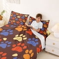 thumbnail image 3 of Homewish Vintage Paw Print Queen Sheets,Brown Queen Sheet Sets,4pcs,1 Flat Sheet, 1 Fitted Sheet and 2 Pillowcases, 3 of 6