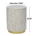 thumbnail image 4 of DecMode Contemporary Round Side Table with Multi Color Shell Geometric Pattern, 18"W x 22"H, 4 of 15