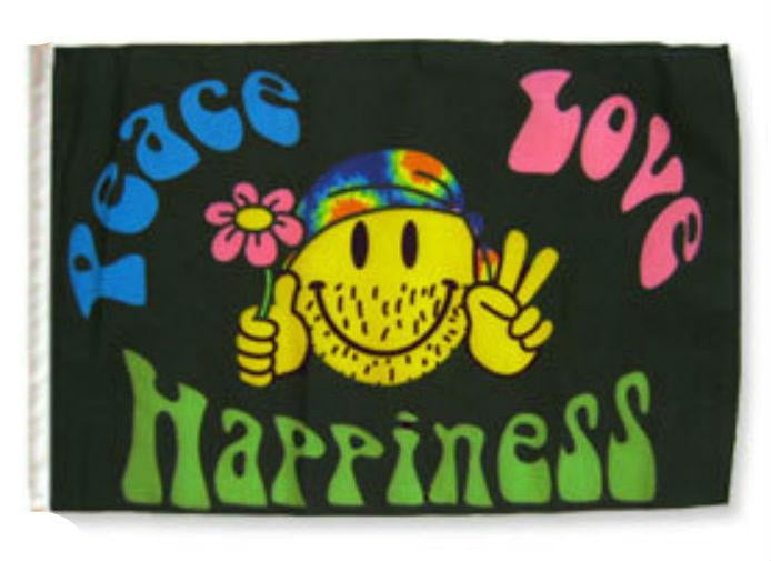 3'x5' Peace Love Happiness Flag Outdoor Banner Hippie Smiley Face Happy New 3x5 