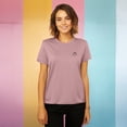 thumbnail image 2 of Dalix Smile Face Embroidered Soft Cotton Short Sleeve T Shirt Womens in Orchid Purple 2XL XX-Large, 2 of 5