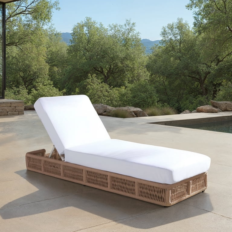 Safavieh, Outdoor Patio Sunlounger, Gillian, Tan/White - Walmart.com