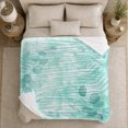 thumbnail image 5 of Aqua Fern Leaves and Pebble Shapes in Soft Watercolor, Serene Coastal Botanical Motif for Plant Lovers, Housewarming Gift, Cozy Flannel Blanket for Sunroom and Bedroom, Coastal Home Decor, 5 of 9
