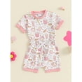 thumbnail image 3 of Nygoyerh Toddler Baby Girls Summer Cute Clothes Baseball Print Short Sleeve T-shirt and Drawstring Shorts 2Pcs Infant Casual Shorts Sets for Daily Vacation 0-3 Years, 3 of 9