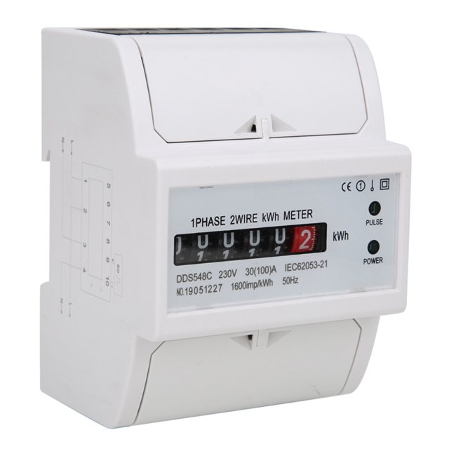 Watt Hour Meter DDS548C Watt Hour Meter Single Phase 4P 230V Power Energy Meter 35mm Din Rail Mount