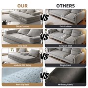 King Size Futon Sofa Bed, Boneless Foldable Couch Bed, Fuffy Chenille Fabric Sofa, Chaise Lounge, Multi-Functional DIY Modern Upholstered Deep Seat Couch for Living Room & Office(Light Grey)