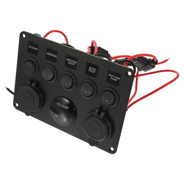 Mobutofu 1Pc Blue Car Voltage Meter with Dual USB Charging for SUV Use
