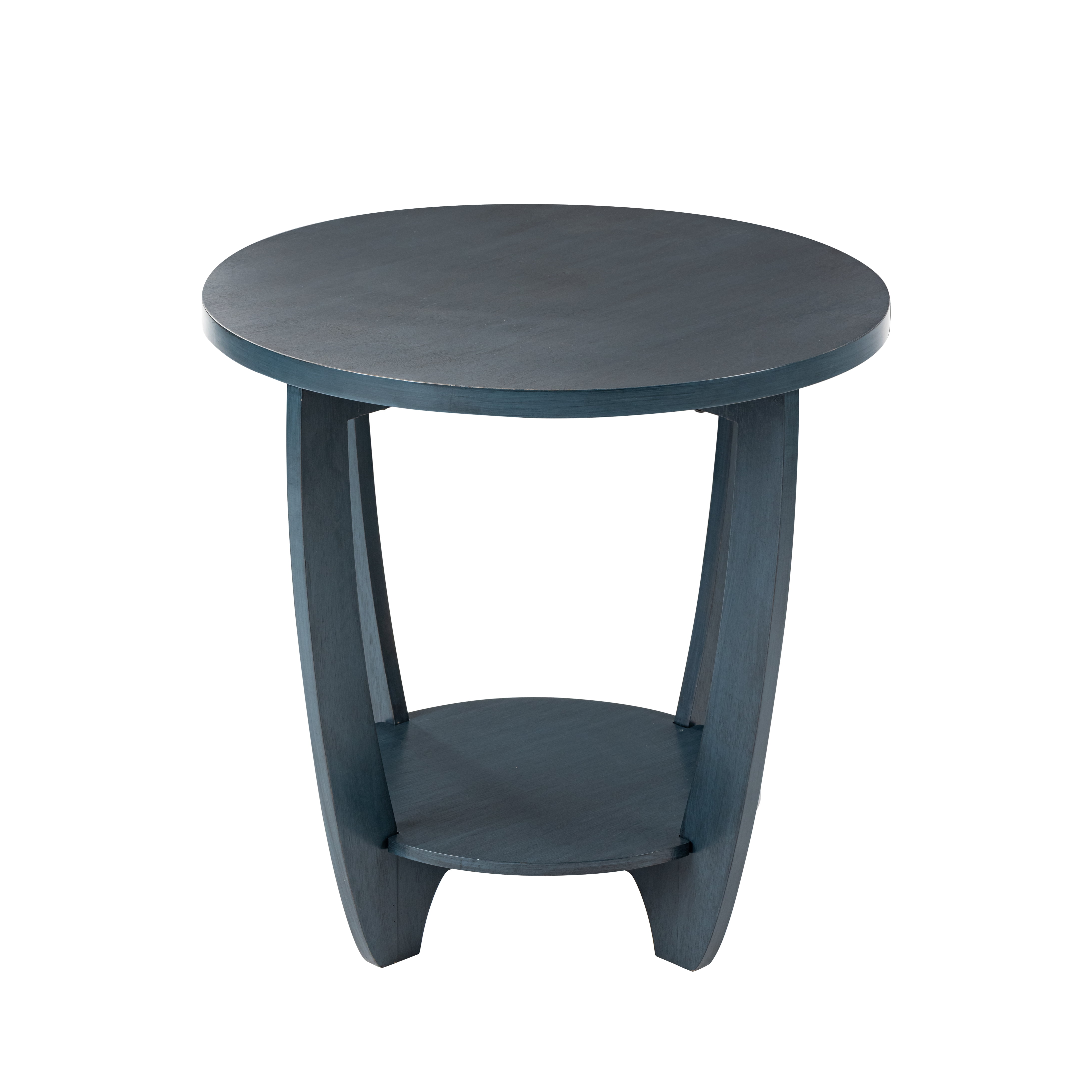 COZAYH Rustic Farmhouse End Table with Storage Shelf, French Country Accent Side Table, Round