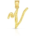 thumbnail image 3 of Floreo 10K Yellow Gold Cursive Letter Charm Pendant A-Z Personalized Script Alphabet Initial Name with optional 18 Inch Necklace, 3 of 5