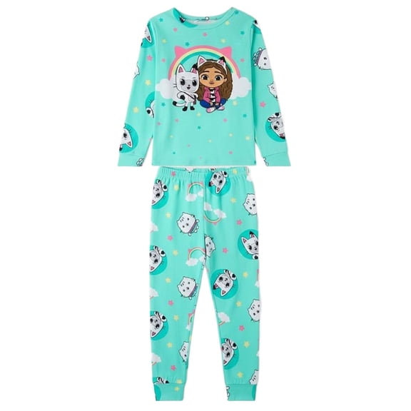 Gabby's Dollhouse Gabby, Pandy Paws and Cakey Cake Rainbow Character Pajama Set, Size 10
